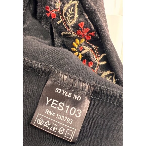 POL Womens Boho Embroidered Vest Drawstring Waist Size Large Acid Wash Black - Picture 5 of 5